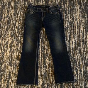 Silver Low Rise Pants Slightly Worn Flared Pants